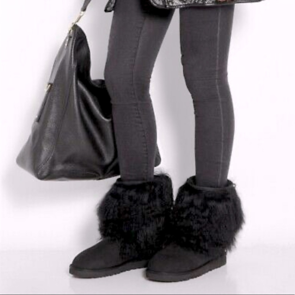 UGG UGG Australia Sheepskin Mongolian Hair Boot (1875 Black, Treadlite Outsole)